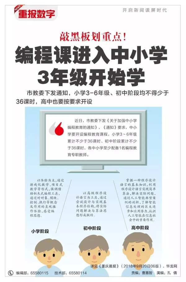 重磅！編程課進(jìn)入中小學(xué) 3年級開始學(xué)